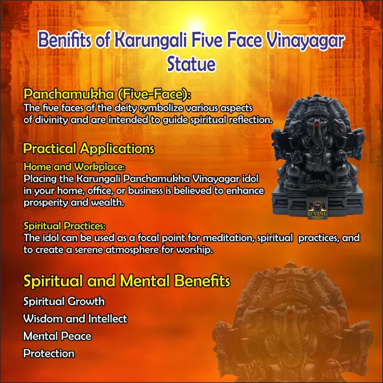 Karungali Five Face Vinayagar Statue